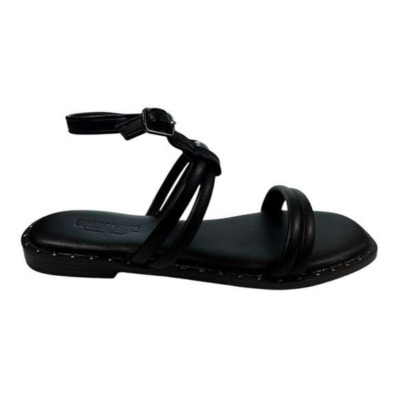 Cushionaire Studded Ankle Strap Sandals Memory Foam Cushioned Black 8.5M - Picture 1 of 12